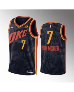 Men's Oklahoma City Thunder #7 Chet Holmgren Black 2023/24 City Edition Stitched Basketball Jersey