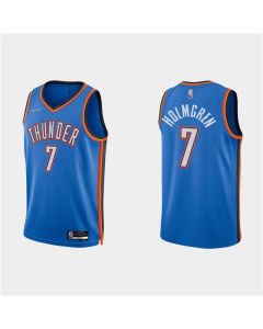 Men's Oklahoma City Thunder #7 Chet Holmgren Blue Icon Edition 75th Anniversary Stitched Basketball Jersey