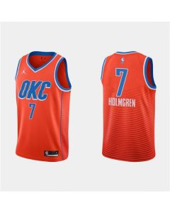 Men's Oklahoma City Thunder #7 Chet Holmgren Orange Stitched Basketball Jersey