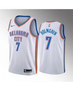 Men's Oklahoma City Thunder #7 Chet Holmgren White Association Edition Stitched Basketball Jersey