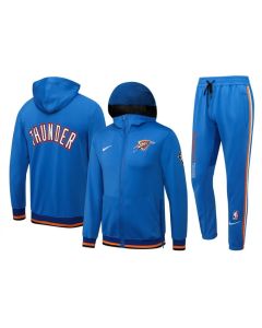 Men's Oklahoma City Thunder 75th Anniversary Blue Performance Showtime Full-Zip Hoodie Jacket And Pants Suit