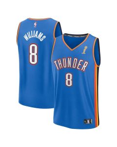 Men's Oklahoma City Thunder #8 Jalen Williams Blue 2025 NBA Finals Champions Fast Break Replica Player Icon Edition Jersey
