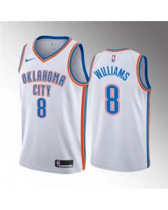 Men's Oklahoma City Thunder #8 Jalen Williams White Association Edition Stitched Basketball Jersey