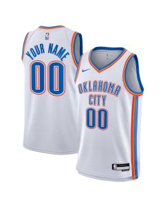 Men's Oklahoma City Thunder White Swingman Statement Edition Custom Jersey (White)