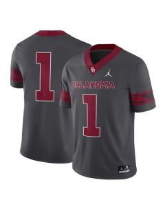 Men's Oklahoma Sooners #1 Anthracite Grey Stitched Game Jersey