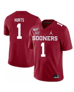 Men's Oklahoma Sooners #1 Jalen Hurts Red 150th Season Stitched NCAA Jersey