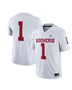 Men's Oklahoma Sooners #1 White Away Game Jersey