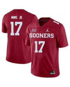 Men's Oklahoma Sooners #17 Marvin Mims JR. Red XII Stitched NCAA Jersey