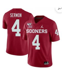 Men's Oklahoma Sooners #4 Trey Sermon Red 150th Season Stitched NCAA Jersey