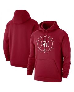 Men's Oklahoma Sooners Red Basketball Icon Club Fleece Pullover Hoodie