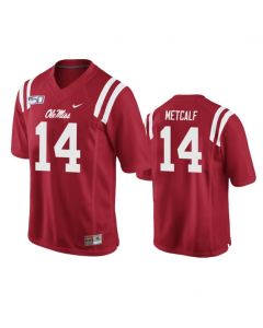 Men's Ole Miss Rebels #14 D.K. Metcalf Red Stitched NCAA Jersey