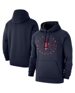 Men's Ole Miss Rebels Navy Basketball Icon Club Fleece Pullover Hoodie