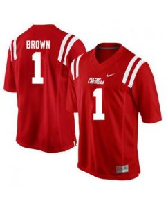 Men's Ole Miss Red Custom Stitched Jersey (Red)