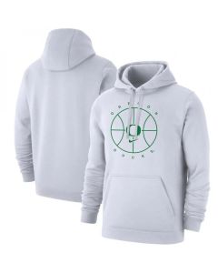 Men's Oregon Ducks White Basketball Icon Club Fleece Pullover Hoodie
