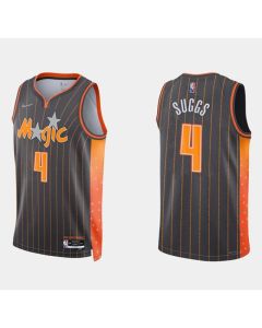 Men's Orlando Magic #4 Jalen Suggs 2021/22 City Edition Black 75th Anniversary Stitched Swingman Jersey