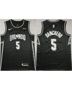 Men's Orlando Magic #5 Paolo Banchero Black Icon Edition Stitched Swingman Jersey (Black)