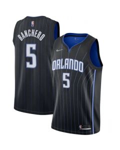 Men's Orlando Magic #5 Paolo Banchero Black Icon Edition Stitched Swingman Jersey
