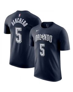 Men's Orlando Magic #5 Paolo Banchero Navy 2023/24 City Edition Name & Number T-Shirt