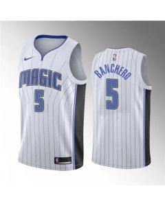 Men's Orlando Magic #5 Paolo Banchero White Association Edition Stitched Swingman Jersey
