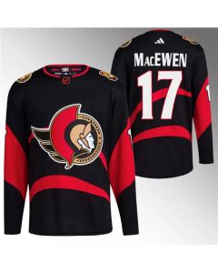 Men's Ottawa Senators #17 Zack MacEwen Black Reverse Retro Stitched Jersey