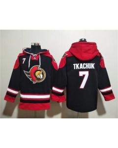 Men's Ottawa Senators #7 Brady Tkachuk Black Ageless Must-Have Lace-Up Pullover Hoodie