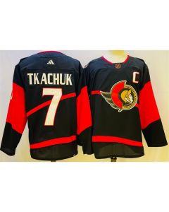Men's Ottawa Senators #7 Brady Tkachuk Black Stitched Jersey