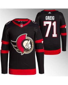 Men's Ottawa Senators #71 Ridly Greig Black Premier Stitched Jersey
