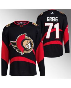 Men's Ottawa Senators #71 Ridly Greig Black Reverse Retro Stitched Jersey