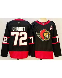 Men's Ottawa Senators #72 Thomas Chabot Black 2024-25 With C Patch Home Stitched Jersey