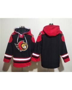 Men's Ottawa Senators Blank Black Ageless Must-Have Lace-Up Pullover Hoodie