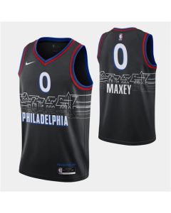 Men's Philadelphia 76ers #0 Tyrese Maxey 2020-21 Black City Swingman Stitched NBA Jersey