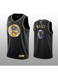 Men's Philadelphia 76ers #0 Tyrese Maxey 2021/22 Black Golden Edition 75th Anniversary Diamond Logo Stitched Basketball Jersey