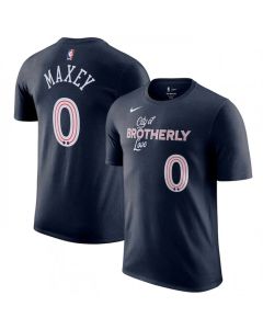Men's Philadelphia 76ers #0 Tyrese Maxey Navy 2023/24 City Edition Name & Number T-Shirt