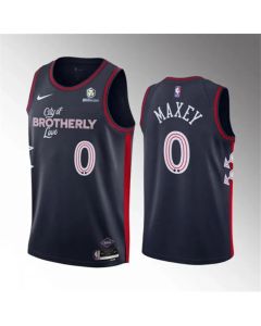 Men's Philadelphia 76ers #0 Tyrese Maxey Navy 2023-24 City Edition Stitched Basketball Jersey