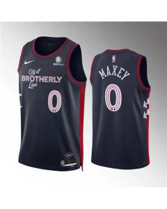 Men's Philadelphia 76ers #0 Tyrese Maxey Navy 2023/24 City Edition Stitched Jersey