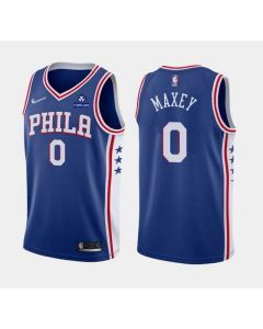 Men's Philadelphia 76ers #0 Tyrese Maxey Royal 75th Anniversary Icon Edition Swingman Stitched Jersey