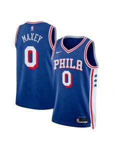 Men's Philadelphia 76ers #0 Tyrese Maxey Royal Icon Edition Stitched Swingman Jersey