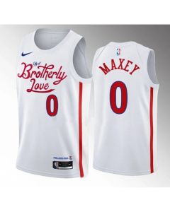 Men's Philadelphia 76ers #0 Tyrese Maxey White 2022/23 City Edition Stitched Basketball Jersey
