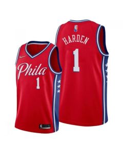 Men's Philadelphia 76ers #1 James Harden Red Statement Edition Stitched Jersey
