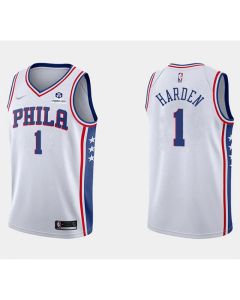 Men's Philadelphia 76ers #1 James Harden White 75th Anniversary Association Edition Swingman Stitched Jersey