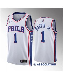 Men's Philadelphia 76ers #1 Kenyon Martin Jr White Association Edition Stitched Jersey