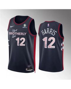 Men's Philadelphia 76ers #12 Tobias Harris Navy 2023/24 City Edition Stitched Jersey