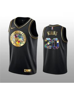 Men's Philadelphia 76ers #20 Georges Niang 2021/22 Black Golden Edition 75th Anniversary Diamond Logo Stitched Basketball Jersey