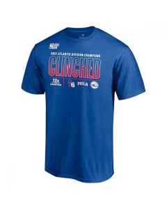 Men's Philadelphia 76ers 2021 Blue Playoff Bound Dunk T-Shirt
