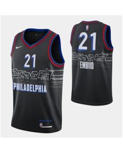 Men's Philadelphia 76ers #21 Joel Embiid 2020-21 Black City Swingman Stitched NBA Jersey