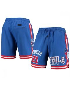 Men's Philadelphia 76ers #21 Joel Embiid Blue Shorts