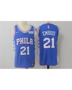 Men's Philadelphia 76ers #21 Joel Embiid Blue Stitched NBA Jersey