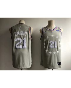 Men's Philadelphia 76ers #21 Joel Embiid Gray 2018/19 City Edition Swingman Stitched NBA Jersey