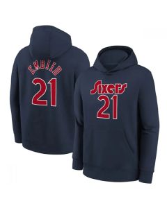 Men's Philadelphia 76ers #21 Joel Embiid Navy Pullover Hoodie
