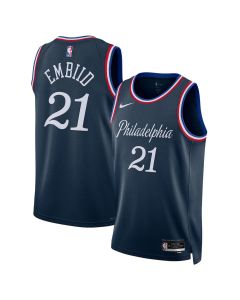 Men's Philadelphia 76ers #21 Joel Embiid Navy 2025/26 Swingman City Edition Jersey